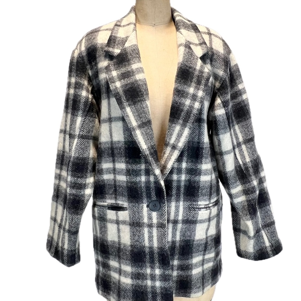 VINTAGE buffalo plaid check wool‎ blazer suit coat jacket womens